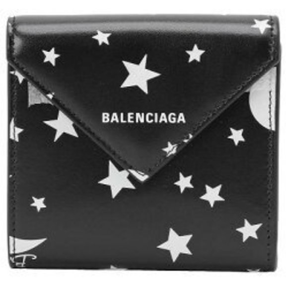 BALENCIAGA Star Trifold Wallet Black White PAPIER - Picture 1 of 3